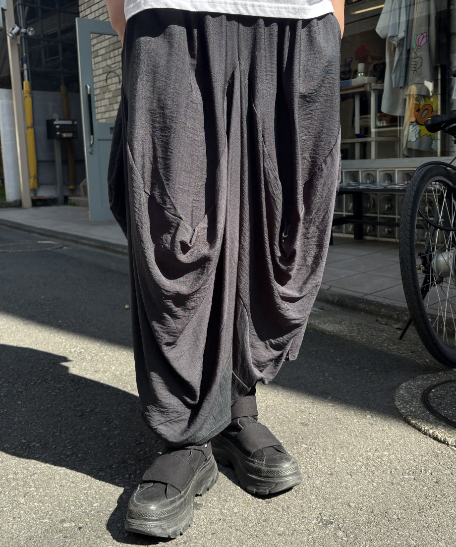 サラサラ 涼しい ドレープ 変形 サルエル パンツ