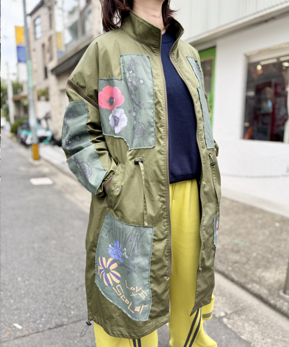 プリント パッチ モッズ ロング コート