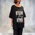 Italy ワイド モノトーン プリント カットソー 半袖 Tシャツ