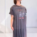 ロングチュール プリント レース ドッキング 半袖 カットソー トップ