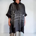 モノトーン ザックリ BIG グラデーション 5分袖 シャツ ブラウス