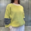 デニム ドッキング 配色 ニット トップ