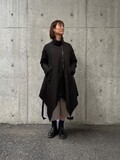 アシンメトリー ジップ スタンドカラー モード系 マント風 ロング コート