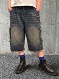 アウトポケット カーゴ  デニム ハーフ パンツ