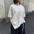 スッキリ アシンメトリー ヘム ジップ 半袖 カットソー トップ