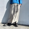 アシンメトリー 異素材 配色 レイヤード ポケット ワイド パンツ