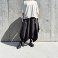 レイヤード リボンベルト コンバーティブル ワイド ストレート パンツ