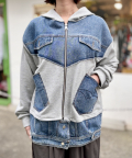 Italy 裏毛 デニム ドッキング ブルゾン ジャケット
