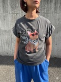 Italy ドット スカーフ フレンチ ブルドッグ カットソー 半袖 Tシャツ