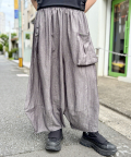 ポケット リボンベルト サラリ 裾タック ヒザデル 変形 ゆるい パンツ