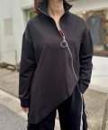 アシメ ジップ ヘム スタンドカラー カットソー ショート ジャケット トップ