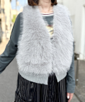 ニットドッキング フェイクファー ジレ ベスト