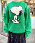 SNOOPY スヌーピー PEANUTS ホワイト シャギー ニット