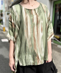 Italy 滲み プリント バック カシュクール トップ