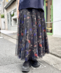 ギャラクシー プリント すっきり チュール ロング スカート