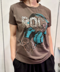 Italy Rock &amp; Roll ヘッドフォン カットソー 半袖 Tシャツ