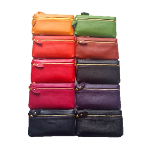 レザー ポーチ iPhone6 対応 メンズ ダブルポケット 赤 黒 本革ではない 床革 スマホケース タバコ入れ 小物入れ 小銭入れ 通帳入れ 大きめ スマホポーチ コスメポーチ ファスナー ポーチ★メール便対応