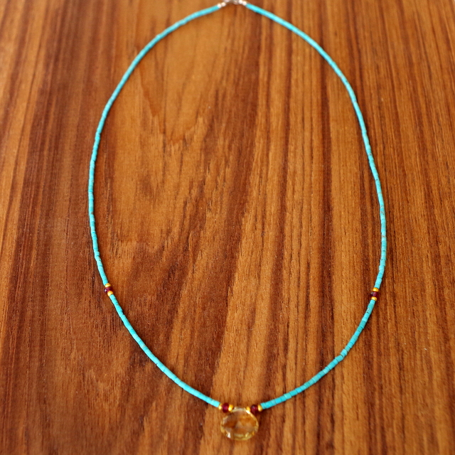 【シトリン ネックレス】天然石のプチジュエリー ターコイズ・ビーズ/パワーストーン・Citrine/スモーキーシトリン★メール便対応