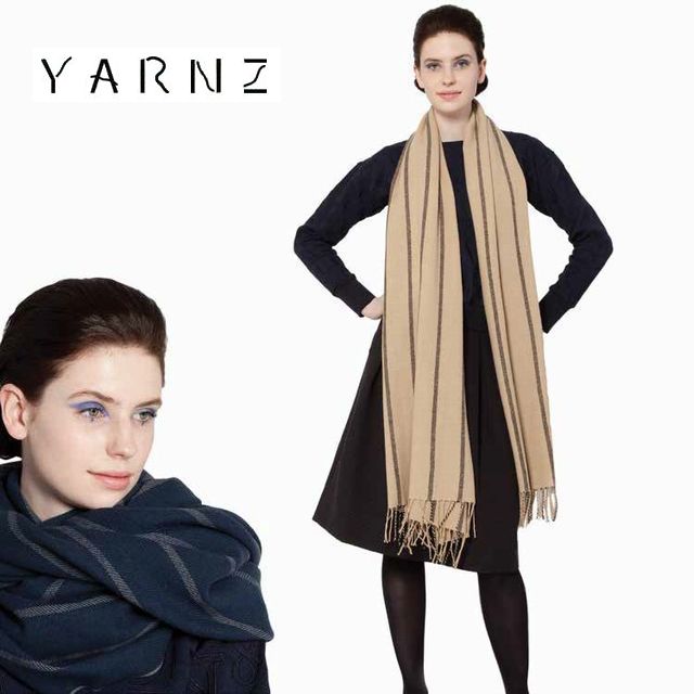 【YARNZ】14AW/ヤーンズ Pin Stripes/ピンストライプ・カシミアとウール・カシミヤ ストール 大判　厚手のカシミアストール/ヤーンツ★送料無料