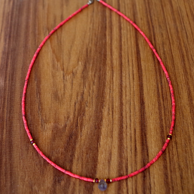 【サファイア ネックレス】天然石のプチジュエリー コーラル/サファイア ネックレス/Sapphire★メール便対応