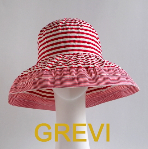 【GREVI  グレヴィ】ストライプ3カラー帽子 折りたたみ つば広 ＵＶハット UVカット イタリア直輸入＜グレヴィ　専門店＞★送料無料