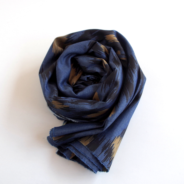 【YARNZ NEWYORK】15SS/ヤーンズ Scratch Leopard コットン100%　綿 大判　ストール/ネイビーのレオパード・ヒョウ/ヤーンツ★送料無料