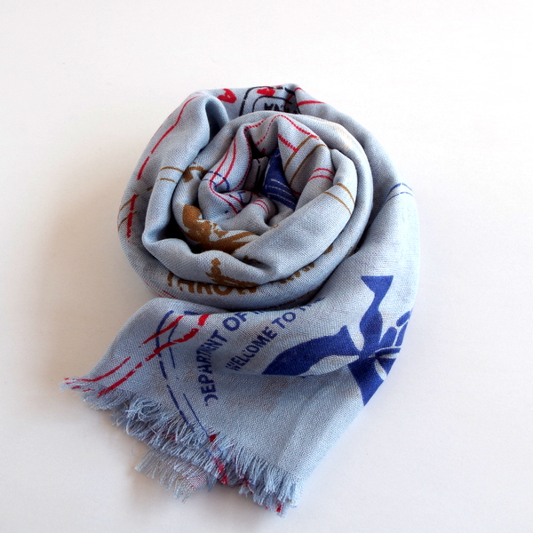 【YARNZ NEWYORK】15SS/ヤーンズ Passport カシミア50%・シルク50%　カシミヤストール 大判　ストール/Blue・Ivory/パスポート/ヤーンツ★送料無料