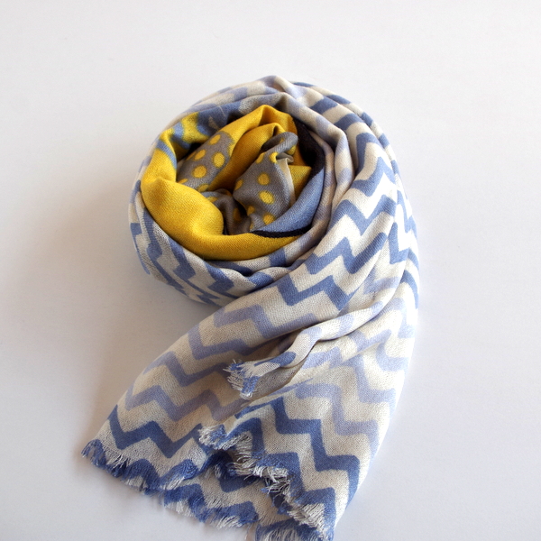 【YARNZ NEWYORK】15SS/ヤーンズBoat カシミア70%・シルク30%　カシミヤストール 大判　ストール/Yellow・黄色・マリンモチーフ/ヤーンツ★送料無料