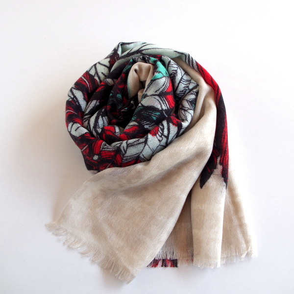 【YARNZ NEWYORK】15SS/ヤーンズ Headdress カシミア70%・シルク30%　カシミヤストール 大判　ストール/Turquoise・ターコイズ・インディアン ヘッドドレス/ヤーンツ★送料無料