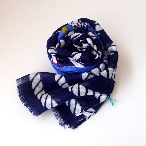 【YARNZ NEWYORK】17SS ヤーンズ リネン ストール NAUTICAL ANIMALS リネンストール 麻 大判  ヤーンツ YELLOW NAVY 紺 黄色★送料無料