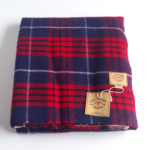 【YARNZ】15AW/ヤーンズ Grunge Plaid with knit/大判ストール STANDARD FORM チェックのストール 大判　超・厚手のウール・カシミアストール　ネイビー・赤・白/ヤーンツ★送料無料