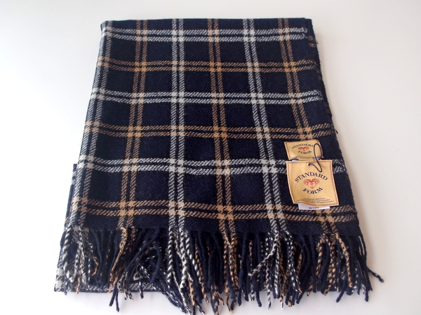 【YARNZ】ヤーンズ 4 SQ WINDOWPANE Blanket STANDARD FORM 大判ストール チェック　ストール 大判　ウール カシミアストール ネイビー ヤーンツ★送料無料
