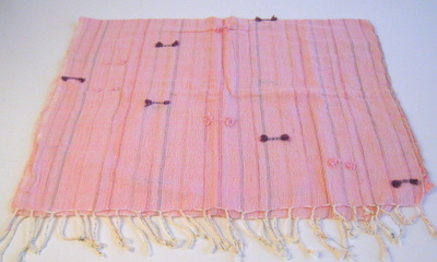 【綿ストール】ストライプのストール ハンドメイドのコットンストール/ピンク/ブルー/生成り ★メール便対応