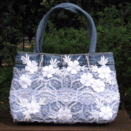 【ハンドメイドバッグ】1点もの！豪華レースバッグ ショルダーバッグ