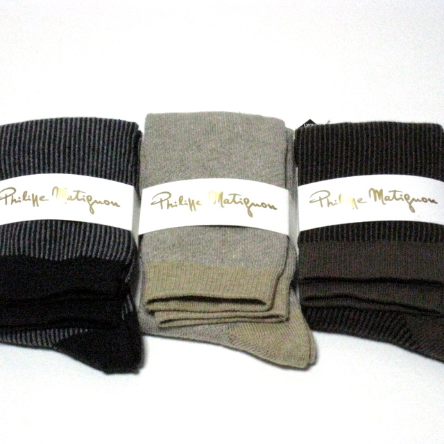 【フィリップマティグノン（Philippe matignon)】縦ストライプ ハイソックス★メール便対応