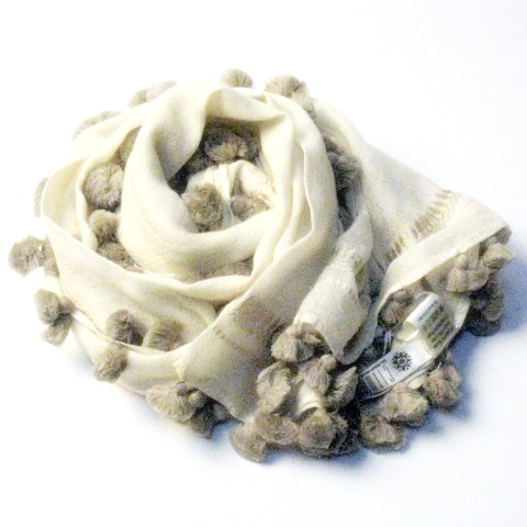 【CITRUS シトラス】 コットンのミックスポンポンストール100×100＜CITRUSストール公式ショップ＞★送料無料