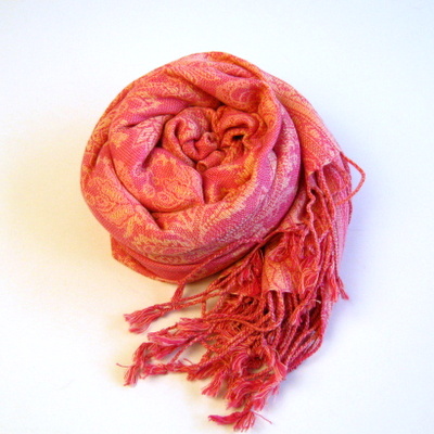 【コットンジャガード】ペイズリー・花柄のコットンストール/52cm×200ｃｍピンク/グリーン★メール便対応