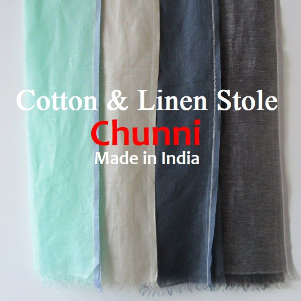 Chunni】大判 フリンジ ストール リネン コットン 薄手 ガーゼ 春 春物