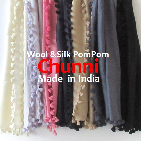 45R 45rpm 縮絨ウール ストール ボンボン付き ポンポン ストール ウール シルク 大判 秋 秋冬 春 POMPOM UV UVカット