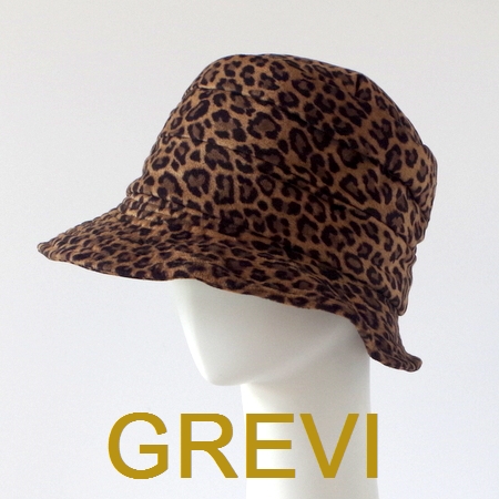GREVI グレヴィ　ヒョウ柄帽子　ブラウン アニマル柄 レオパード イタリア直輸入 フィレンツェ グレビ帽子 動物柄 帽子専門店★送料無料