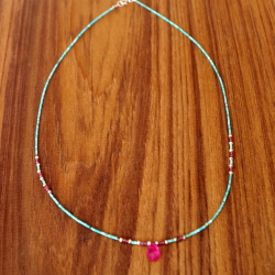 【ルビー・ネックレス】天然石のプチジュエリー アフガニスタン産のターコイズ/パワーストーン・Ruby/ピンクルビー★メール便対応