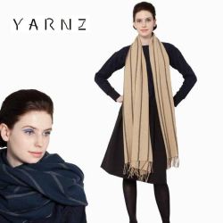 【YARNZ】14AW/ヤーンズ Pin Stripes/ピンストライプ・カシミアとウール・カシミヤ ストール 大判　厚手のカシミアストール/ヤーンツ★送料無料