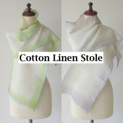 リネン コットン ストール ボーダー ロング ストライプ 春 春物 夏 用 夏用 冷感 UVカット 春夏 綿 麻 ガーゼ マフラー 30×180 薄手 UV 大判 インド製 メンズ  レディース リネンストール スカーフ 冷房対策 持ち運び 紫外線対策 日焼け防止★メール便対応
