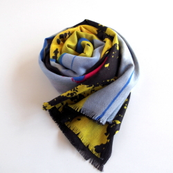 【YARNZ NEWYORK】15SS/ヤーンズ Macaw カシミア70%・シルク30%　カシミヤストール 大判　ストール/Black・コンゴウインコ・鳥/ヤーンツ★送料無料