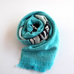 【YARNZ NEWYORK】15SS/ヤーンズ Map カシミア70%・シルク30%　カシミヤストール 大判　ストール/Blue・ブルー・マップ/ヤーンツ★送料無料