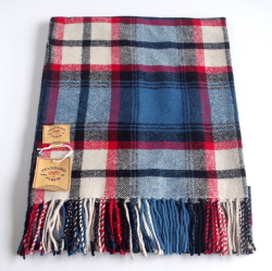 【YARNZ】15AW/ヤーンズ Oversized Tartan/STANDARD FORM 大判ストール チェックのストール 大判　厚手のウール・カシミアストール　ブルー・赤 ヤーンツ★送料無料