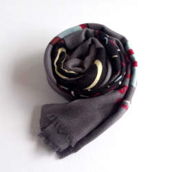 【YARNZ】15AW/ヤーンズ Donuts カシミア・ウール　カシミヤウール ストール 大判　大判ストール カシミアストール/Grey/ヤーンツ★送料無料