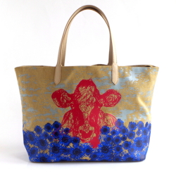 【YARNZ】14SS/ヤーンズ/トート バッグ/Cow Doodle キャンバスバッグ/Camel/Ivory/ヤーンツ★送料無料