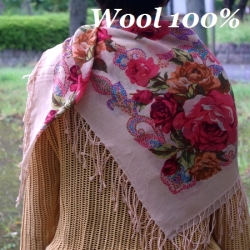 ストール 花柄 ウール 100％ 正方形 スカーフ ガーゼ 大判 ショール 春 春夏 秋冬 大判ストール フラワー レディース バラ 小花 カシミヤタッチ＜メール便対応＞