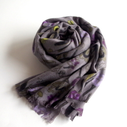 【訳あり 65%OFF YARNZ】ヤーンズChildhood Floral カシミア100%　カシミヤ ストール 大判　カシミアストール/花柄・フラワー・Grey・Camel/ヤーンツ★送料無料